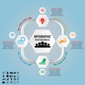 Vector illustration of hexagon infographics element. Four Options