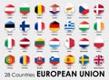 Vector illustration of Hexagon shape flags of the 25 countries European Union