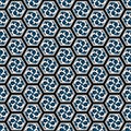 Vector illustration of hexagonal seamless repeat patterns.