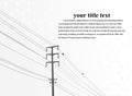 Vector Illustration. High Voltage Towers Electric Power Transmission. Lines Supplies Electricity to the Text. Pylon, pole networ