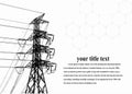 Vector Illustration. High Voltage  Towers Electric Power Transmission. Lines Supplies Electricity to the Text.  Pylon, pole networ Royalty Free Stock Photo