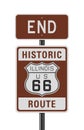 Historic Route 66 end road sign