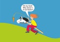 Vector illustration, hobby horse and rider. Poor understanding of own responsibility.
