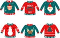 Vector illustration for holiday events as Ugly Christmas Sweater party.