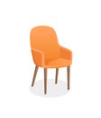 Vector illustration of a home chair for the interior. Cozy orange armchair on an isolated white background. Modern Royalty Free Stock Photo