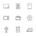 Vector or illustration of home electronics flat line icons set. Royalty Free Stock Photo