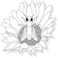 Vector illustration of honey bee on white background. Coloring image Royalty Free Stock Photo