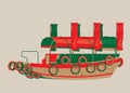 Vector illustration of Hong Kong sampan boat Royalty Free Stock Photo