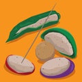 Vector illustration of Hong Kong street snack - Three stuffed treasures