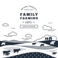 Vector illustration - horizontal seamless pattern family farm with a place for text and logo.