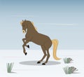 Vector illustration of a horse on nature, drawing in color Royalty Free Stock Photo