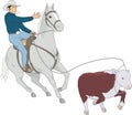 Calf Roping Vector Illustration Royalty Free Stock Photo