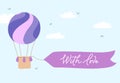 Vector illustration of hot air balloon with banner Royalty Free Stock Photo