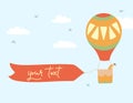 Vector illustration of hot air balloon with banner Royalty Free Stock Photo