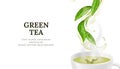 Vector illustration of a hot cup of green tea with a fresh leaf. Healthy and aromatic beverage concept with natural and organic Royalty Free Stock Photo