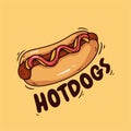 Vector illustration of hot dogs