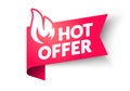 Vector illustration Hot Sale Price Offer Banner. Hot Deal Label Template With Flame.