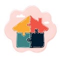 Vector illustration of House built with puzzle pieces vector illustration