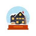 Vector illustration of house with christmas lights