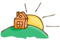 Vector illustration. House on the Hill Royalty Free Stock Photo