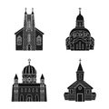 Vector illustration of house and parish logo. Set of house and building vector icon for stock. Royalty Free Stock Photo