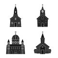 Vector illustration of house and parish symbol. Collection of house and building stock vector illustration. Royalty Free Stock Photo