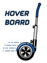 Nice Vector illustration of hoverboard Modern electric ecology-friendly two-wheeled transport Blue gyro scooter isolated on white