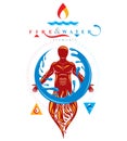 Vector illustration of human being standing, mythic ancient god.