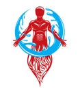 Vector illustration of human being standing, mythic ancient god.