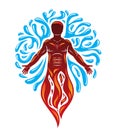 Vector illustration of human being standing, mythic ancient god.