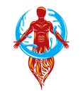 Vector illustration of human being standing, mythic ancient god