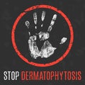 Vector illustration. Human sickness. Stop dermatophytosis. Royalty Free Stock Photo