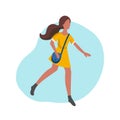 Vector illustration of hurrying young woman in minimalist flat style Used for web profiles, social networks, users app.