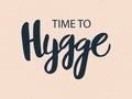 Vector illustration of hygge text for logo on biege background