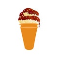 Vector illustration of Ice cream cone with scoops of vanilla top