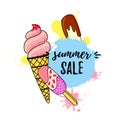Vector illustration of Ice cream sale banne