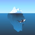 Vector illustration iceberg in the sea and killer whale Royalty Free Stock Photo