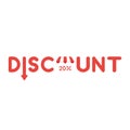 Vector icon concept of discount word with arrow moving down and Royalty Free Stock Photo