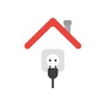 Vector icon concept of plug and outlet under house roof