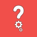 Vector illustration icon concept of question mark with gears. Black outlines Royalty Free Stock Photo