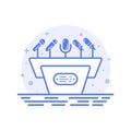 Vector illustration of icon concept tribune with microphones in line style.