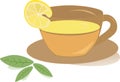 vector illustration icon design herbal white yellow tea in the cup with the slice of lemon and mint