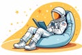 vector illustration, icon elementvector illustration, icon elementman in suit reading book on the moon Royalty Free Stock Photo