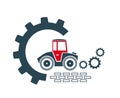 Vector illustration of the icon and logo of an asphalt concrete roller of special equipment for construction work of enterprises Royalty Free Stock Photo