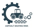 Vector illustration of the icon and logo of an asphalt concrete roller of special equipment for construction work of enterprises a Royalty Free Stock Photo
