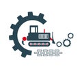 Vector illustration of the icon and logo of a bulldozer of special equipment for construction work of enterprises and organization Royalty Free Stock Photo