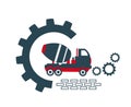 Vector illustration of the icon and logo of a concrete mixer of special equipment for construction work of enterprises and organiz Royalty Free Stock Photo