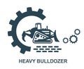 Vector illustration of the icon and logo of a heavy bulldozer. Equipment for construction work. Royalty Free Stock Photo