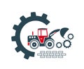 Vector illustration of the icon and logo of a special equipment loader for construction work of enterprises and organizations. Royalty Free Stock Photo