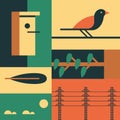 Vector illustration icon set of bird